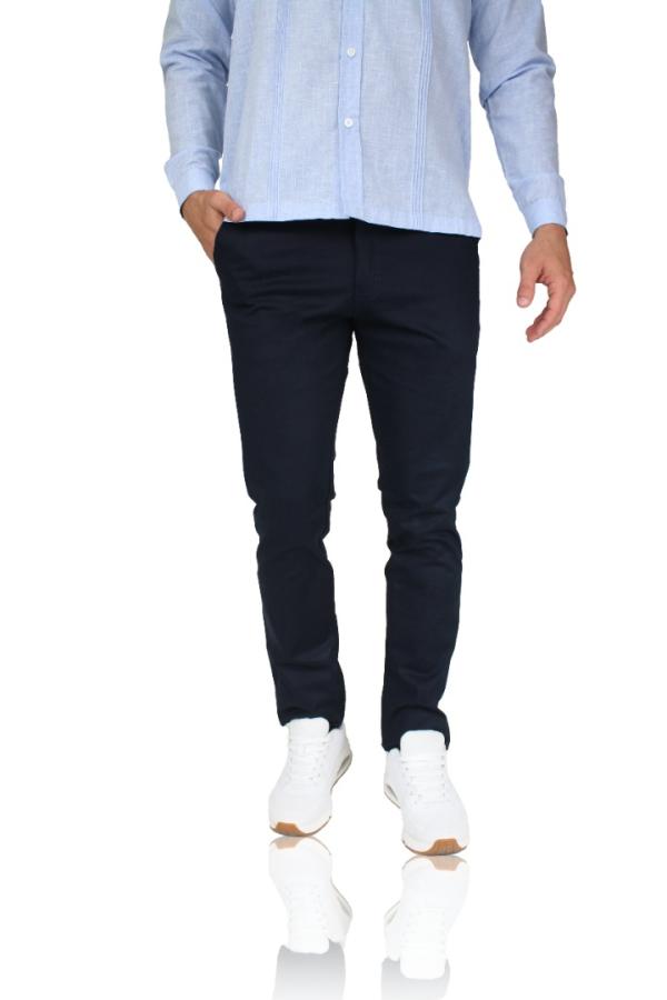 Pantalón Stretch de Vestir Color Azul Marino Slim Fit Para Caballero